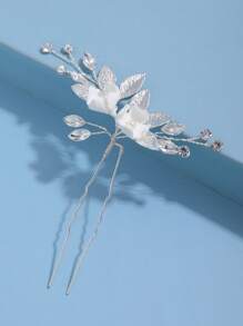 1pc Handmade Clay Flower Crystal Simple & Cute Hair Clip, Suitable For Spring, Wedding, Daily And Other Occasions