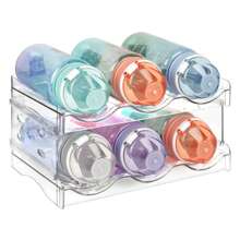 Clear Water Bottle Organizer 3-Station 2-Tier Detachable Storage Rack Bathroom Kitchen Accessories Space Saver Transparent Shelving Unit Home Decor Easy Clean Multi-Purpose Container Holder - White - 3-unit 2-layer - View 7