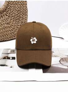 1 pieza Gorra de béisbol ajustable con estampado floral lindo y sencillo para mujer, versátil y de moda casual para uso diario y al aire libre
