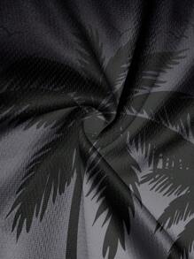 男士棕榈树印花时尚休闲运动度假沙滩短裤，夏威夷风 - 彩色 - 查看 4