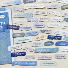 50 Pcs English Label Sticker Package Junk Journal DIY Art Crafts Album Embellishment Paper Material Scrapbook Stickers,School Supplies,Back To School