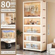 Organizador de armario con 5/4/3/2/1 niveles, organizador de almacenamiento para el armario, estantería para zapatos, organizador de maquillaje, organizador de ropa, gabinete de almacenamiento, cómoda para dormitorio y cajones - Doblar transparente - Ver 14