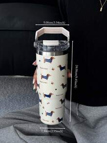 1 件 30 盎司蓝色腊肠犬印花双层不锈钢保温杯，平底杯，咖啡杯，汽车杯，水瓶，户外水杯，独特茶杯盖设计，适用于户外、办公室、家庭、学校、汽车等，生日礼物，节日礼物，母亲节礼物，父亲节礼物，返校礼物，情人节礼物