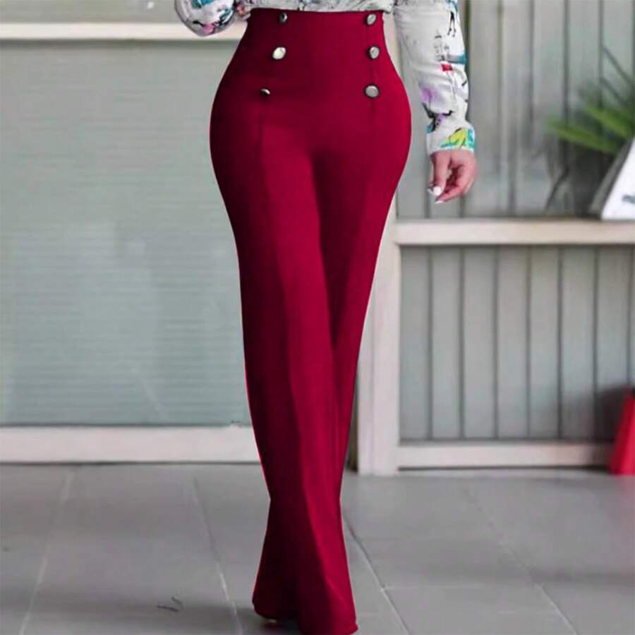 Women's European And American Fashion Button Decor Casual Simple Versatile Pants