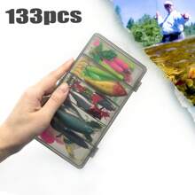 Set de Señuelos de Pesca 133 Piezas - Kit de Señuelos de Pesca para Lubina con Cebos Blandos y Duros y Accesorios para Todas las Capas de Agua, Pesca en Agua Dulce y Salada, Equipo Combinado para Principiantes y Profesionales