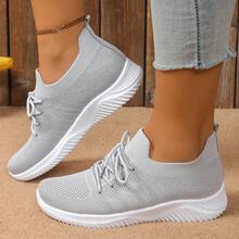 أحذية رياضية نسائية قابلة للانزلاق بشكل سلس ذات قاع مريح وغير قابل للانزلاق، مصنوعة من شبكة تنفس، مناسبة للتشغيل والربيع والصيف - رمادي - مشاهدة 4