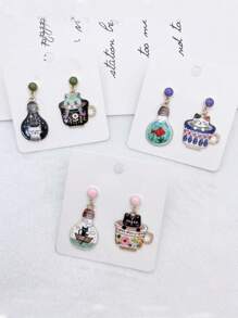 1 Pair Of Fashionable And Cute Cat Alloy Pendant Earrings, Women's Fashionable Earrings, Suitable For Women's Gatherings And Vacation Jewelry, Or As Gifts To Friends
