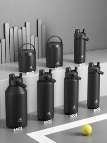 18盎司保温水瓶，配有二合一吸管盖，24小时保冷，防漏，不锈钢双层壁，适合运动、健身、旅行和上学使用。 - 黑色 - 查看 9