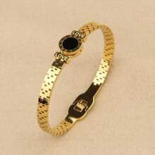 3/1pcs Stainless Steel Women's Bangle Set, Minimalist Zirconia Stone Inlay Fashion Bracelet Combo, Suitable For Daily, Photoshoots, Parties, Gifting, All Seasons
