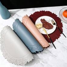 4 件/6 件/8 件/12 件加厚复古花卉皮革餐垫，可洗圆形隔热杯垫，适用于餐厅、家居、派对、节日装饰