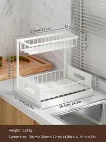 1pc 2-Tier Pull-Out Under Sink Organizer - Metal Storage Rack For Kitchen & Bathroom Cabinets Under Sink Organizers And Storage Bathroom Storage Cabinet