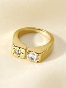 1 pièce Bague délicate et colorée de style vintage, ouverte, convenant aux hommes et aux femmes pour une utilisation quotidienne, les vacances, les sorties et en cadeau de bijoux - Doré - Voir 6