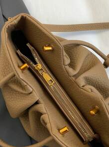 1 Pc Fashionable Elegant Versatile And Elegant Solid Color Lichee Pattern PU Leather Multifunctional Pleated Cloud Bag Double Handle Zipper Strap Detachable Long Shoulder Strap Women's Handbag Can Be Slung Diagonally Suitable For Daily Commuting Leisure Shopping And Casual Clothing Matching