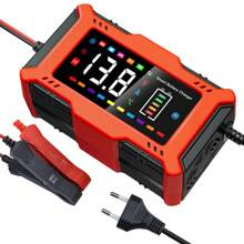 110V/240V 输入 14.6V/12V 6A 通用 90W 脉冲修复汽车电池充电器 欧盟美国插头 适用于铅酸/锂铁电池