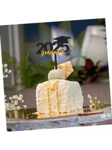 6pcs Novelty Cake Topper Graduation Party Cake Supplies Acrylic Graduation Cake Topper Graduation Cake Decorations 2025 Graduation Cap Cake Inserts - Black - View 11