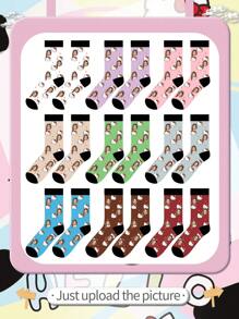 Sanrio 1 Pair Mid Length Knee Socks, Personalized, Funny, Happy,Colorful, Creative Anime Cartoon Design, Holiday Gift, Comfortable And Breathable, Improve Family Atmosphere, Fashionable And Suitable For Men. Interesting Socks, Crazy, Anime, Multi-Color Socks