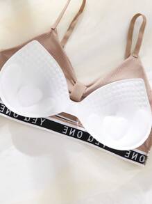 3SETS Ladies Sexy Openwork French Bra Briefs Suit, Comfortable And Wireless, Letter Printed Sling Tube Top Beautiful Back, Chest Pad Wrapped, Sports Bra Suit.