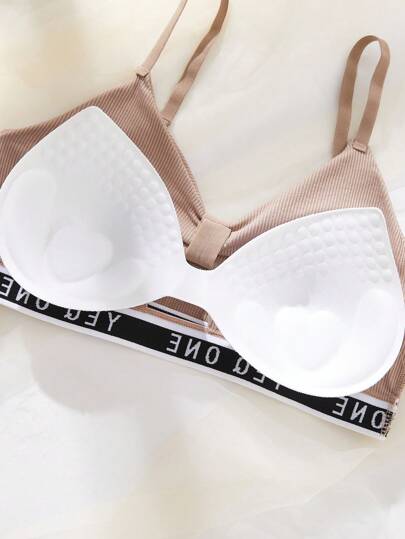 3SETS Ladies Verleidelijke Openwork French BH Ondergoed Suit, Com Tafel Wireless, Letter Printed Sling Tube Top Beautiful Back, Chest Pad Wrapped, Sports Suit. view 5