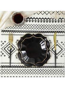 40 个黑色金色铝箔一次性纸盘，适用于派对/庆祝/周年纪念日 20 个 9 英寸午餐盘和 20 个 7 英寸甜点/沙拉盘 - 黑色 - 查看 6