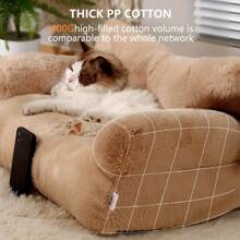 Comodo divano letto in peluche per animali domestici, letto per cani e gatti - rimovibile e lavabile, base antiscivolo, con cuscino incluso - colore caffè (disponibile in diverse misure)