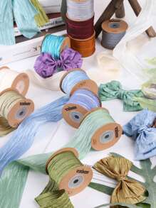 1 pieza Diadema con lazo de cinta de seda crujiente perlada, accesorio para el cabello DIY, caja de regalo, material de costura y manualidades para sombreros, bodas, cortinas - Multicolor - Ver 1