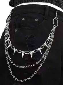 1 件装欧美万圣节热销金属铆钉几何多层腰链男士配饰