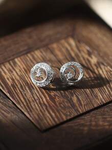 1 par de pendientes de aro de plata de ley 925 chapada en platino con circonita cúbica hueca, pendientes minimalistas versátiles de moda para uso diario, cena, citas