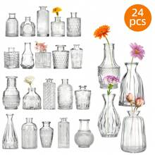 Tomnk 12/24/36/64 Glass Bud Vase Set, Small Vases For Flowers, Clear Bud Vases For Centerpieces Small Flower Vases In Bulk For Rustic Wedding Decorations Vintage Look Home Table Decor, Home Decor, Garden Decor,Plant Pot,Outdoor Decor, Wedding Decor - Clear - View 14