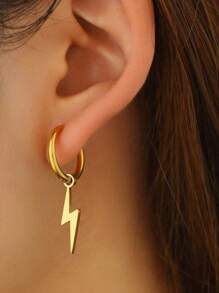2 件闪电不锈钢耳环，简约百搭，适合日常佩戴 - 閃電耳環 - 查看 1