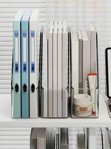 1 件透明 PET 桌面单槽杂志/书架，办公桌文件文件存储整理架，适用于办公室、卧室、教室、客厅