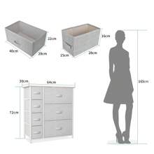 Cómoda de 7 cajones, organizador de 7 cajones para el armario de la sala de estar del dormitorio, estructura de acero resistente, cajones de tela de fácil extracción y tapa de madera, cómoda de tela