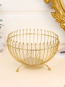 1pc Creative Wrought Iron Triangle Pedestal Plate/Fruit Basket - Gold - View 2