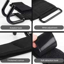2pcs Pulling Assist Wrist Straps With Hooks - Non-Slip Rubber Weight Lifting Wrist Wraps, Fitness Squat Equipment, Strength Training Power Hook, Barbell And Dumbbell Assist Hook Without Tight Squeeze