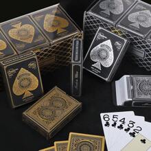 1pc Fun Playing Cards 63*88mm Gold/Silver Foil Border PVC Poker Large Character Fast Competitive Multiplayer Solitaire Game - Multicolor - View 2