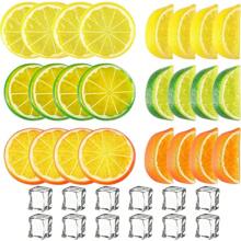 24/36 Pcs Fake Lemons Slices Blocks And 12 Pcs Acrylic Ice Cube Set Decorative Artificial Fake Ice Cubes Reusable Fake Lemon And Lime Slices For Home Kitchen Office Table,Fake Plants - Multicolor - View 10