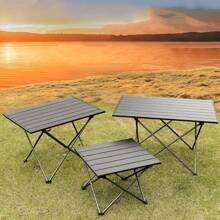 Ubravoo Outdoor Ultra-Light Track-Style Aluminum Folding Table For Campers, Backpackers,Trippers - Portable Compact Desk With Anti-Wear Surface (Large/Medium/Small, Black Frame) - màu đen - Xem 8