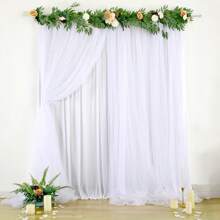 Fundal din tul strălucitor cu luminițe sclipitoare - Fundal pentru fotografie de nuntă și petrecere de 5,25x10FT - Cortină transparentă 1/2 panouri pentru decor de ziua de naștere/logodnă/sărbători, cadouri de absolvire, decorațiuni de ziua de naștere, decorațiuni de petrecere, burlăcițe, vară, plajă, înapoi la școală, rechizite școlare, decor de cameră