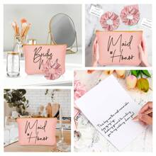 15 件伴娘求婚礼物伴娘礼物伴娘礼品套装，包括 5 个伴娘化妆包、5 个人造珍珠发夹、5 个发圈，适用于婚礼单身女郎礼物派对礼物房间装饰