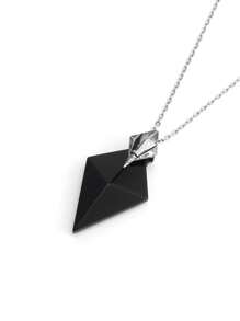 1 pieza Collar de piedra natural con triángulo CSJA para hombre y mujer, con dije de tridente, amatista, fluorita, obsidiana negra facetada, ojo de tigre y cristal de roca, joyería H576