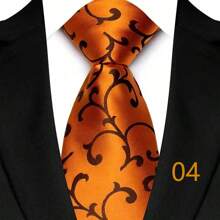 GOADAFOO 奢华 8CM 男士领带红色纯色条纹佩斯利领带男士新郎提花编织领带适合商务婚礼派对 - 橘色 - 查看 18