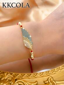 KKCOLA 1pc Fashion Lucky Red Cord Angel Wings Bracelet For Women, Jewelry Accessory For Party, Vacation, Beach, Holiday Gift, Daily Match