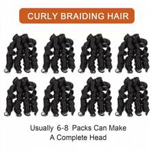 French Curly Braiding Hair 24 Inch 1/3/8Packs Curly Braiding Hair Pre Stretched French Curls Braiding Hair French Curl Crochet Braids Loose Wavy Curl Braiding Hair Extensions