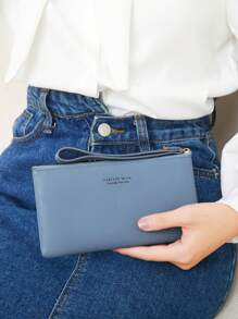 MIYIN 时尚触屏手机钱包 长款钱包 带卡槽和腕带 多功能手机包 信用卡 身份证 现金 硬币 简约字母图案 PU 拉链钱包 商务 现代简约休闲手拿包 女士钱包 轻便时尚 女士 白领人士 大学生 工作 通勤 办公室 周年纪念 情侣 生日礼物 礼物 钱包 手机包 女士 女士钱包 钱包