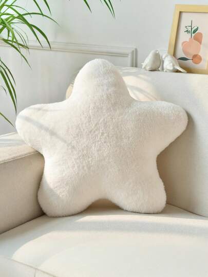 Valentine's Day Decorative Pillow Adorable Star-Shaped Plush Pillow Soft Faux Rabbit Fur Pillow For Sofa, Bedroom, And Living Room Valentine's Day And New Year Home Decor, Valentine's Day Gift For Your Loved One
