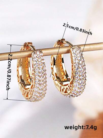 1 Pair Elegant Cubic Zirconia Earrings For Girls, Suitable For Daily Wear, Party Jewelry Or Birthday Gift