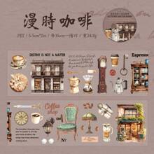 YUXIAN 1 卷 2M 秋季主题装饰胶带、复古创意美学贴纸、DIY 装饰剪贴簿工艺用品、节日礼物、个性化剪贴簿学校文具 - 彩色 - 查看 16