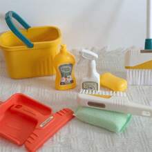 Colorful Children's Cleaning Set - Play House Cleaning Tool Kit With Dustpan, Broom, Bucket, Mop, Etc. Suitable As Birthday Gift For Boys And Girls, Housework Role Play, Imaginative Toy