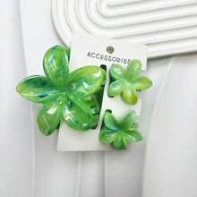 1 件/6 件/12 件花卉印花可爱休闲 ABS 塑料发夹，时尚发饰，适合海滩、旅行、甜美、清新夏季发夹发夹