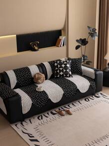 1pc Asymmetric Chenille Sofa Cushion, Non-Slip Sofa Cover For All Seasons