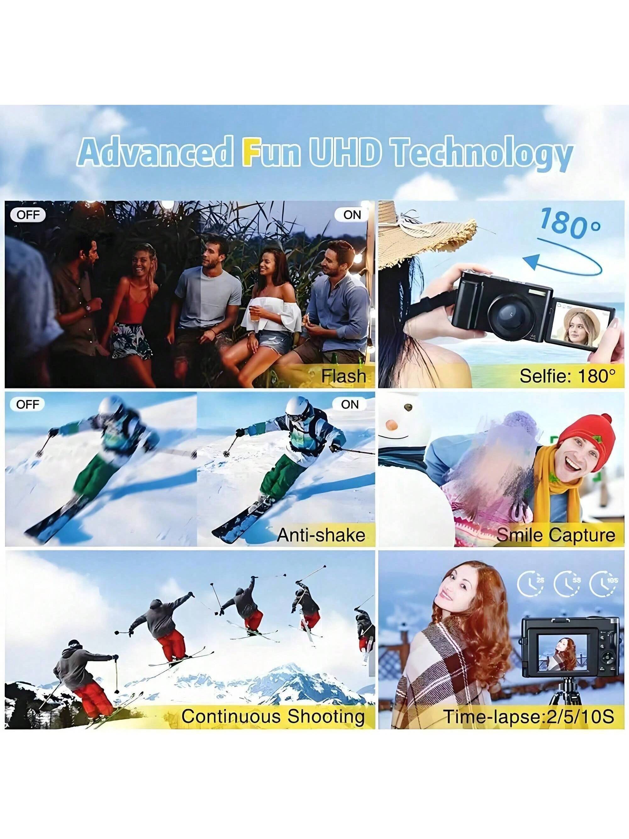 كاميرا رقمية 4K لتصوير الصور والفيديو بوظيفة الترك...